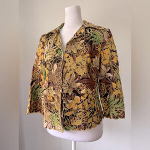 Vintage Y2K Trenz by Theresa Renz Floral Embroidered 3/4 Sleeve Jacket